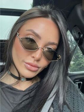Gucci Rimless Geometric Sunglasses in Smoky Silver